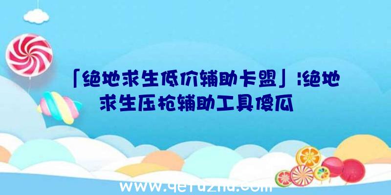 「绝地求生低价辅助卡盟」|绝地求生压枪辅助工具傻瓜